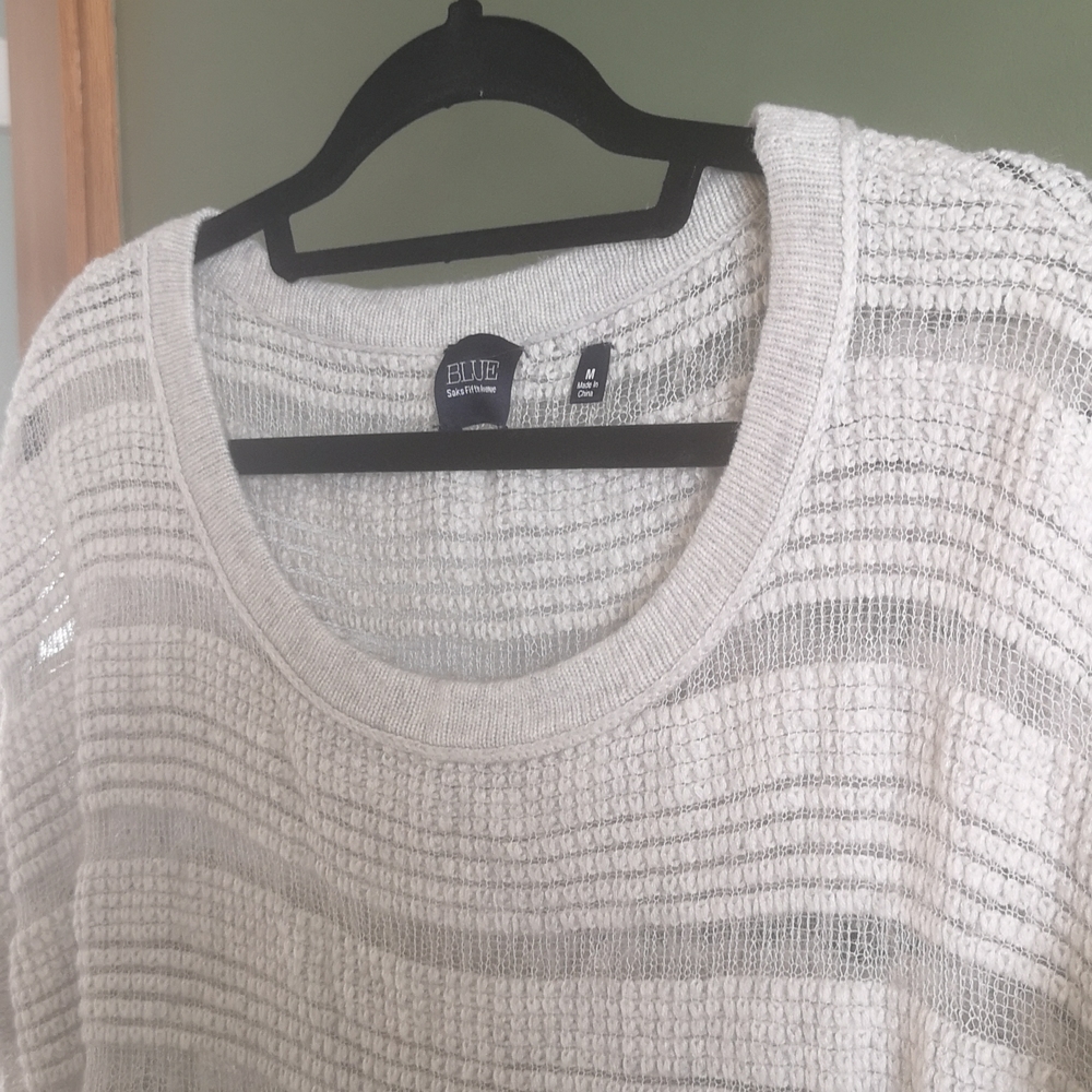 Saks Fifth Avenue Blue Label Wool Cashmere blend Pullover Drop Cap Sleeve Sz M - Picture 3 of 16